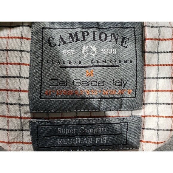 Campione Mens White Red Cross Striped Button Down Long Sleeve Dress Shirt Size M - Picture 5 of 7